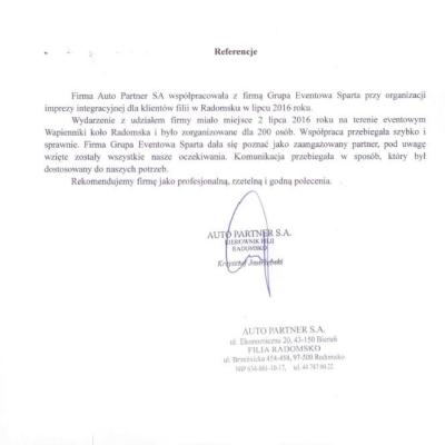 Referencje Auto Partner